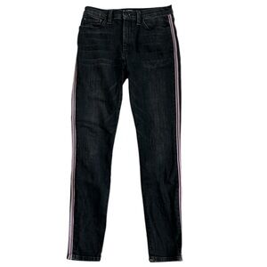 Hudson Barbara‎ Super Skinny Side Stripe Jeans Black Denim - Women’s 27
